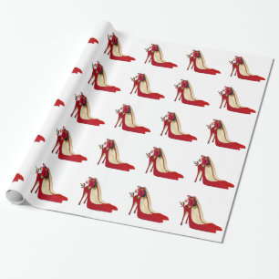 Papier Cadeau Chaussures Red High Heel / Père Noël Elf
