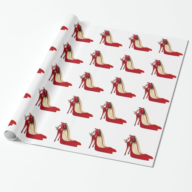 Papier Cadeau Chaussures Red High Heel / Père Noël Elf (Déroulé)