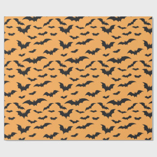 Papier Cadeau Chauve-souris d'Halloween sur arrière - plan orang
