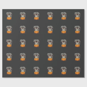Papier Cadeau Chauves-souris de Halloween Chats et Citrouilles C