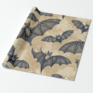 Papier Cadeau Chauves-souris Halloween vintage