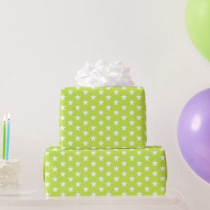 Papier Cadeau Chaux vert moderne étoiles blanche cadeau motif