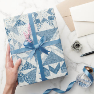 Papier Cadeau Cheater Traditionnel Patchwork Stars Quilt Blue
