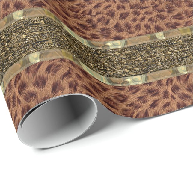 Papier Cadeau Cheetah Girl Belle bande (Coin rond)