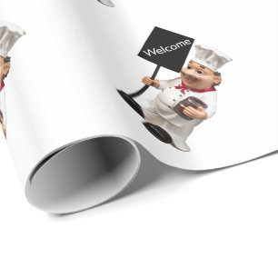 Papier Cadeau Chef cuisinier - Carte de menu BIENVENUE
