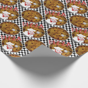 Papier Cadeau Chef Italiano Pizza, À damiers Enveloppement De 03