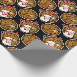 Papier Cadeau Chef Italiano Pizza, Enveloppement Cadeau Noir