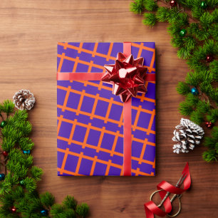 Papier Cadeau Chemin de fer Violet Orange Minimal Motif