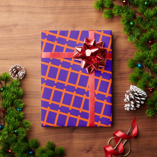 Papier Cadeau Chemin de fer Violet Orange Minimal Motif (Cadeau de vacances)