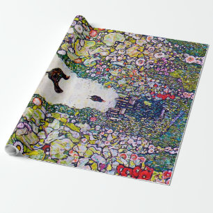 Papier Cadeau Chemin de jardin avec poulets, Gustav Klimt