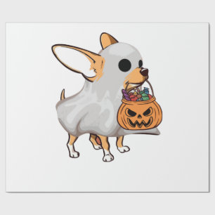 Papier Cadeau Chemise Halloween Citrouille Fantôme Chihuahua