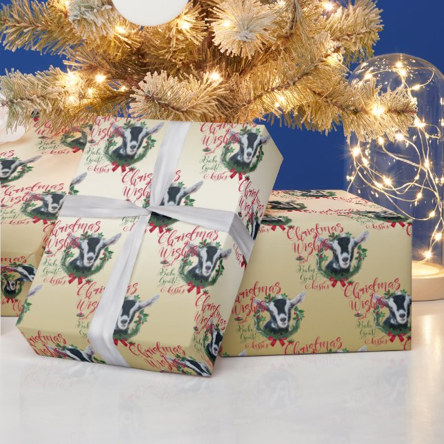 Papier Cadeau CHÈQUE | voeux de Noël Bébé Chèvre Baisers Alpin (Vacances)
