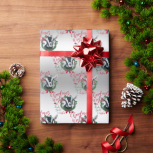Papier Cadeau CHÈQUE voeux de Noël Bébé Chèvre Baisers Alpin