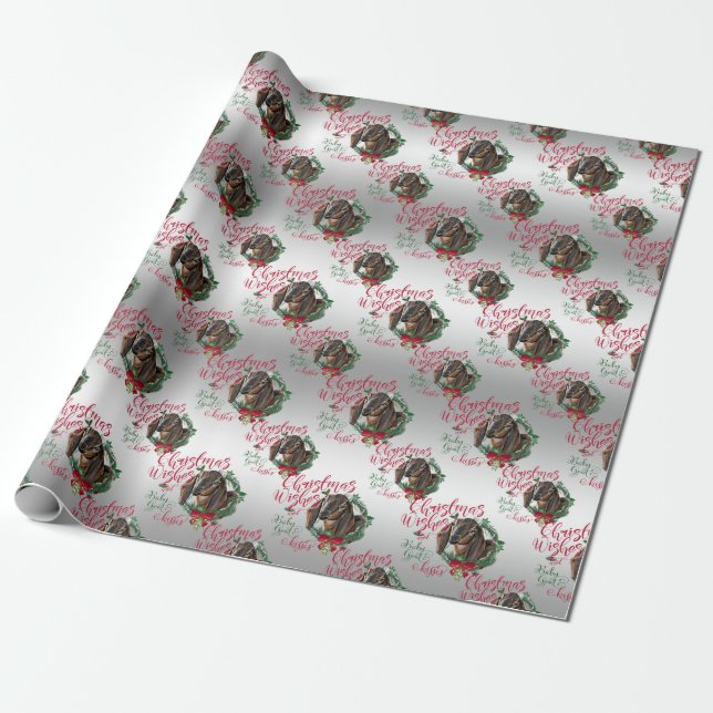 Papier Cadeau CHÈQUE | voeux de Noël Bébé Chèvre Baisers Nubian  (Déroulé)