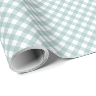 Papier Cadeau Chèques turquoises simples mignons en vichy plis