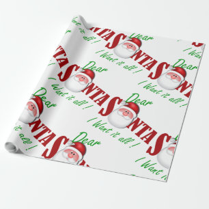 Papier Cadeau Cher Père Noël, je veux tout !