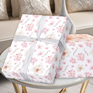 Papier Cadeau Cherry Blossom Sakura Motif rose blanc