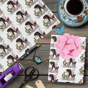 Papier Cadeau Cherry Blossoms Fairy Dragon Amitié