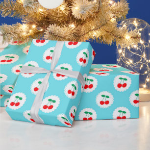 Papier Cadeau Cherry Motif - Retro Fruit Cadeau & Décor