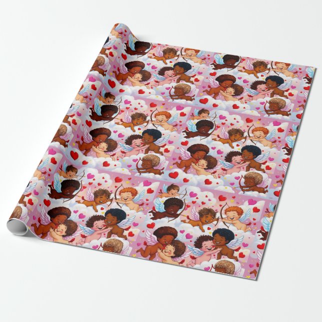 Papier Cadeau Cherub multiculturel Célébrant l'amour et la diver (Déroulé)
