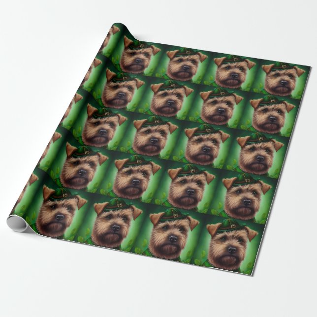 Papier Cadeau Chesapeake Bay Terrier en tenue de jour St. Patric (Déroulé)