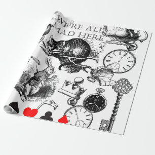 Papier Cadeau Cheshire Chat classique alice au merveilleux fou