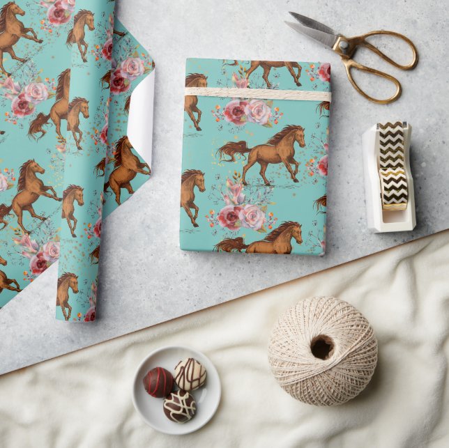 Papier Cadeau Cheval Anniversaire fille Cowgirl (Artisanat)