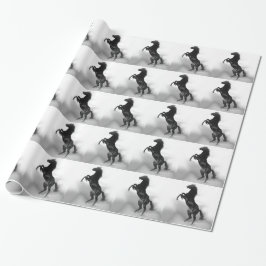 Papier Cadeau Cheval blanc noir