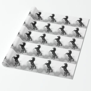 Papier Cadeau Cheval blanc noir