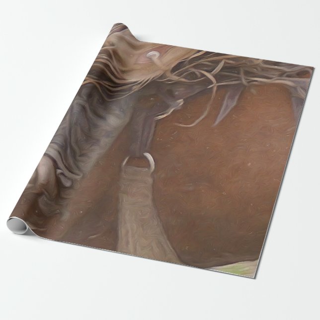 Papier Cadeau Cheval Brown Western Rodeo Cowboy (Déroulé)