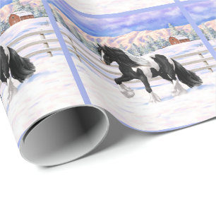 Papier Cadeau Cheval d'attelage de la bandelette tzigane noire d