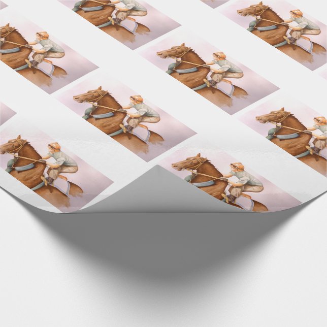 Papier Cadeau Cheval de course et Jockey (Coin)