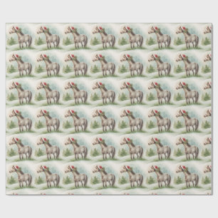 Papier cadeau Cheval d'hiver avec chapeau de Père