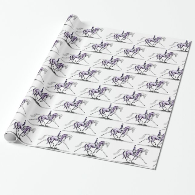 Papier Cadeau Cheval Dressage en Trot Piaffe (Déroulé)