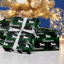 Cheval équestre vert de Noël Personnalisé