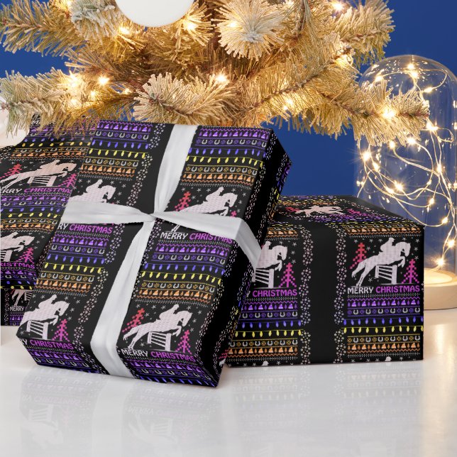 Papier Cadeau Cheval équitation Saut Joyeux Enveloppement de Noë (Vacances)