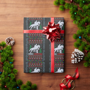 Papier Cadeau Cheval équitation Sauts Joyeux Noël