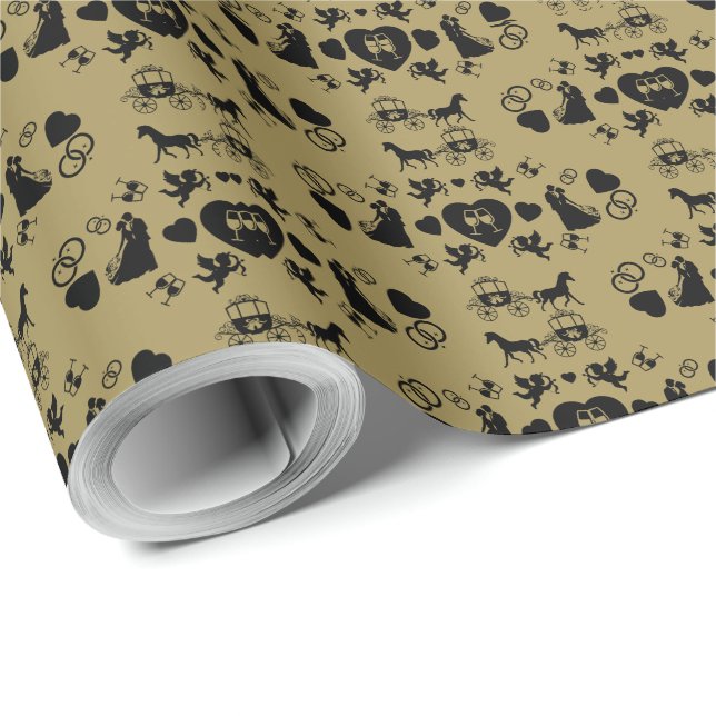 Papier Cadeau Cheval Et Panier Romantique Mariage (Coin rond)