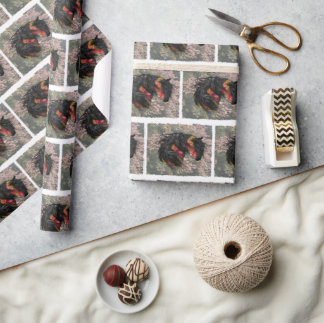 Papier Cadeau Cheval friésien Automne