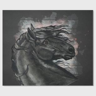 Papier Cadeau Cheval friésien noir