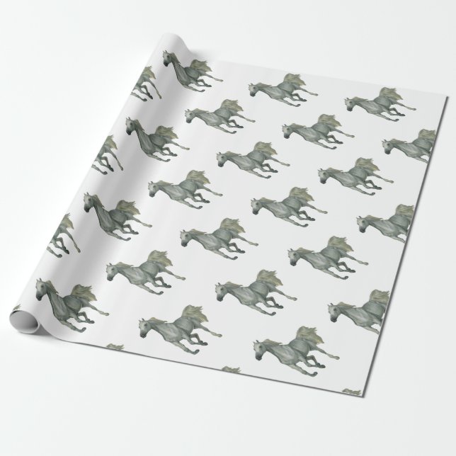 Papier Cadeau Cheval gris courant (Déroulé)