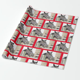 Papier Cadeau Cheval mignon à mâcher sur une clôture