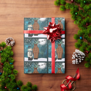 Papier Cadeau Cheval mignon, Snowman, Père Noël et Reindeer Noël
