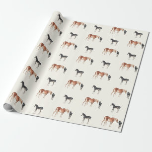 Papier Cadeau Cheval Motif équestre Mare Foal Aquarelle