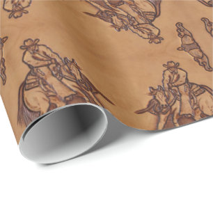 Papier Cadeau Cheval occidental en cuir équitation Rodeo Cowboy