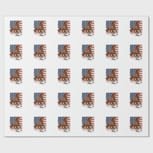 Papier Cadeau Cheval Patriotique Vintage Création Vectorielle We