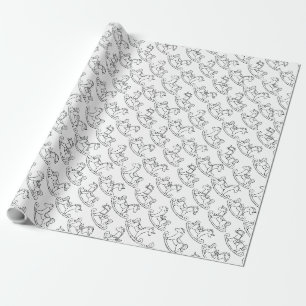 Papier Cadeau Cheval rocheux mignon et adorable
