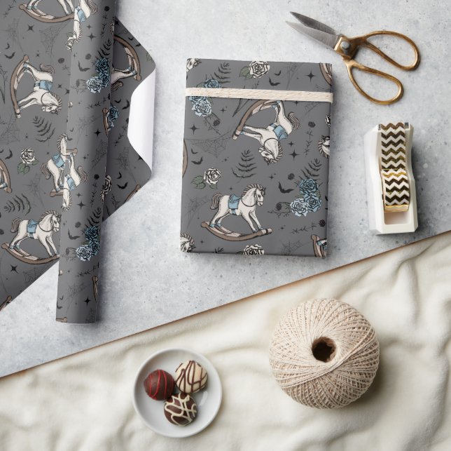 Papier Cadeau Cheval Rocking Gris foncé Goth Baby (Artisanat)