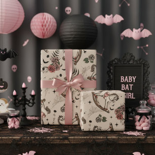 Papier Cadeau Cheval rose Victorien Goth Baby