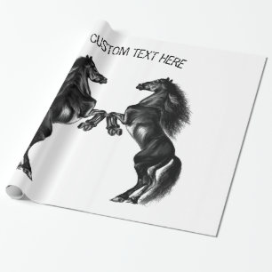 Papier Cadeau Cheval sauvage noir droit - Ajoutez votre texte / 